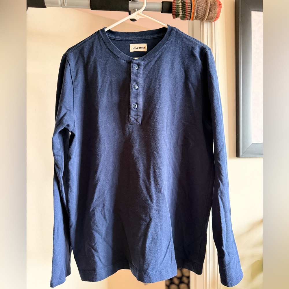 Taylor Stitch Navy Long-Sleeve Henley Shirt